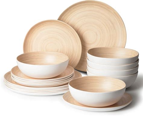 Amazon Joviton Home Pcs Bamboo Swirl Melamine Dinnerware Sets