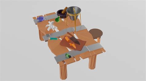 3D model Low Poly Alchemy Table And Character VR / AR / low-poly | CGTrader