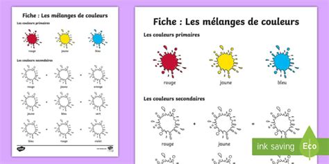 Feuille D Activit S Les M Langes De Couleurs Twinkl