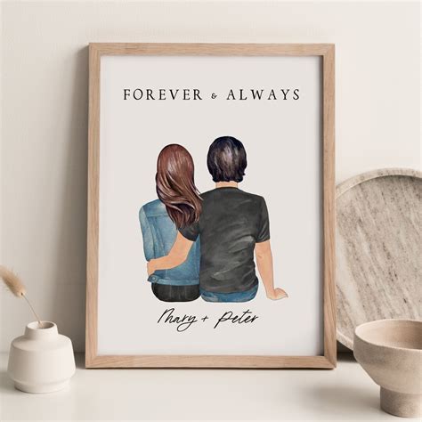 Personalized Couple Illustration For Wedding T Custom Portrait For