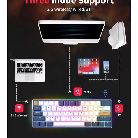 Royal Kludge Rk Plus G Wireless Bluetooth Usb C Three Mode Hot Swap Rgb Backlit Mini