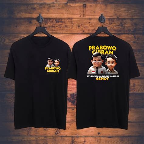 Jual KAOS PRABOWO GIBRAN GEMOY CAPRES 2024 DEPAN BELAKANG BISA COD PRIA