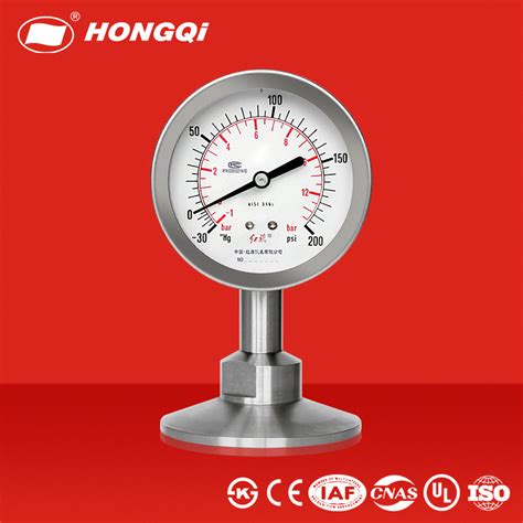 Hongqi Series Hygienic Diaphragm Pressure Gauge With Stainless Steel