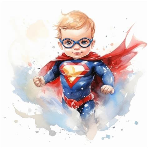 Premium Photo | Vibrant Watercolor Illustration of an Infant Superhero ...