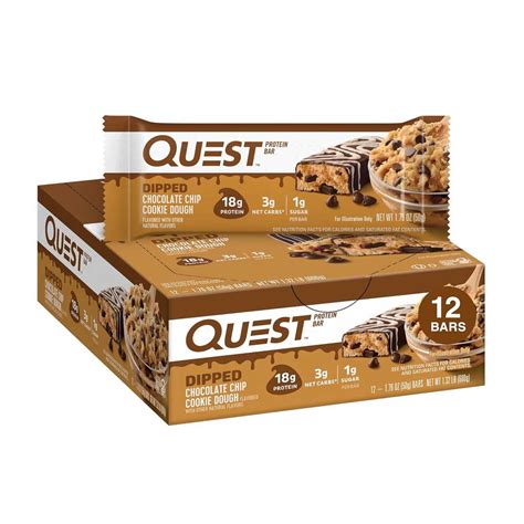 Quest Nutrition Protein Bar Dipped Chocolate Chip Cookie Dough Flavored