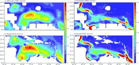 Mean Eddy Kinetic Energy Eke M 2 S 22 And Mean Kinetic Energy Mke