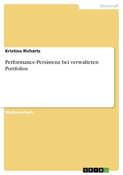 Buy Performance Persistenz Bei Verwalteten Portfolios Book Online At