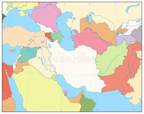 political map  southwest  central asia