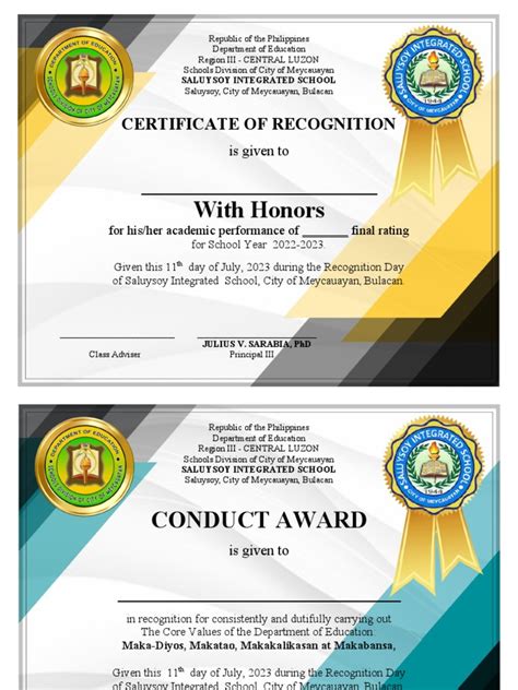 Award Certificates Templates | PDF