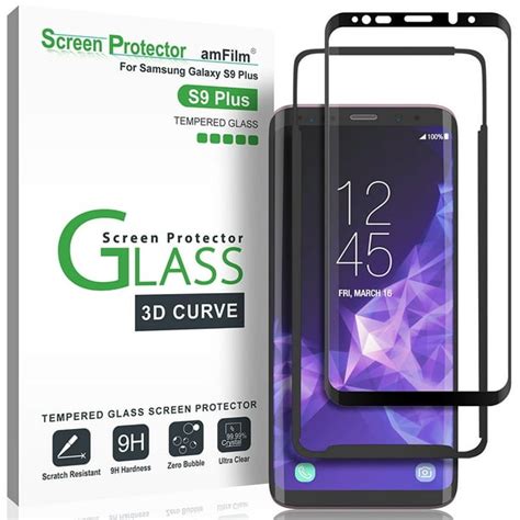 Galaxy S9 Plus Screen Protector Glass Amfilm Full Cover 3d Curved