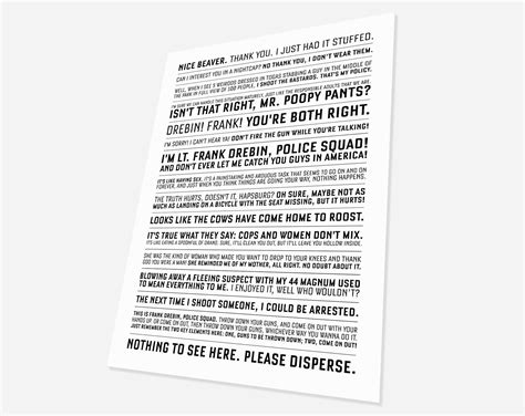 The Naked Gun Quotes Frank Drebbin Movie Man Cave Poster Print Wall