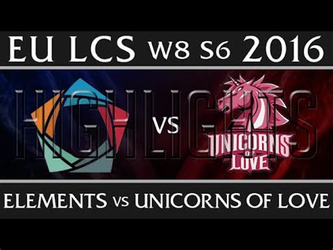 Elements Vs Unicorns Of Love Highlights EU LCS W8D2 2016 Spring S6