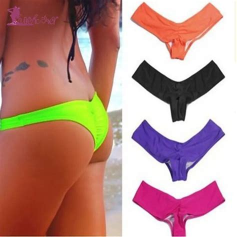 Lurehooker Sexy Solid Thong G String Bikini Brazilian Swimming Suits