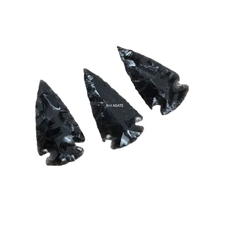 Black Obsidian Crescent Arrowhead Black Obsidian Crystal Arrowhead