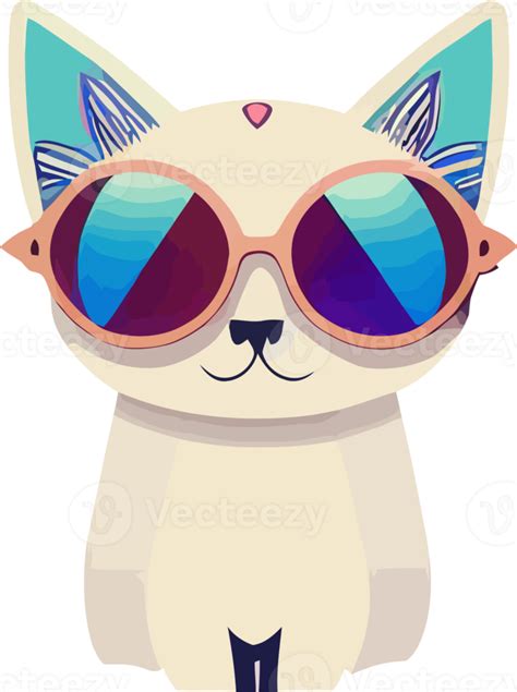 Illustration Graphic Of Cat Wearing Sunglasses Isolated Perfect For