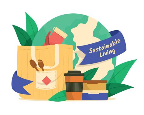 Sustainable Lifestyle Elements Illustration Vector Art At Vecteezy