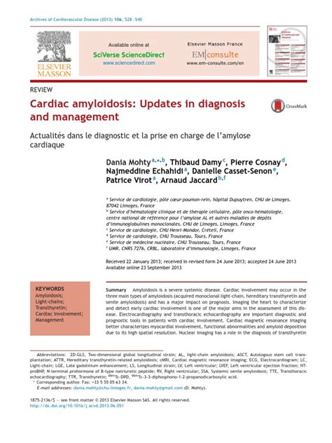 Cardiac Amyloidosis Updates In Diagnosis And Management Pdf Electrocardiography Heart