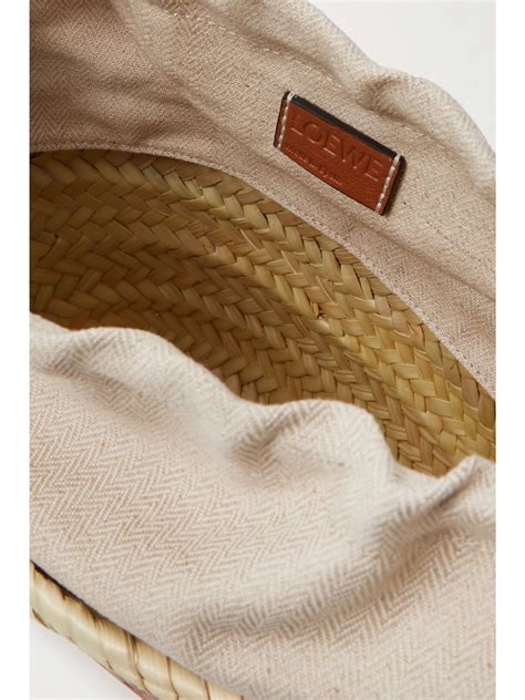 LOEWE Paula S Ibiza Leather Trimmed Raffia Bucket Bag NET A PORTER