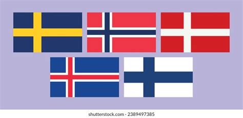 Scandinavian Flags Nordic Countries Vector Illustration Stock Vector ...