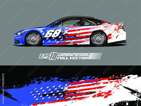 Car Wrap Decal Designs Abstract American Flag And Sport Background For