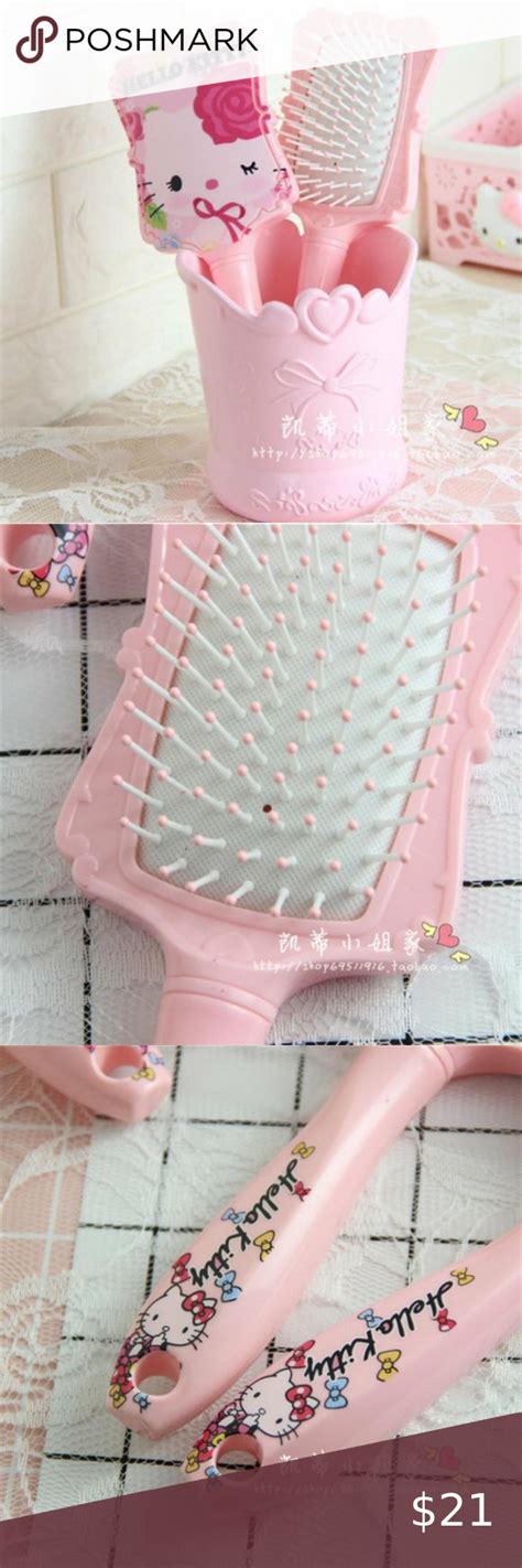 Hello Kitty Hair Brush Paddle Pink Rose Handle Detail