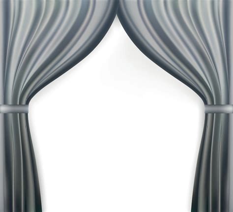 Naturalistic image of Curtain, open curtains Gray color. Vector ...