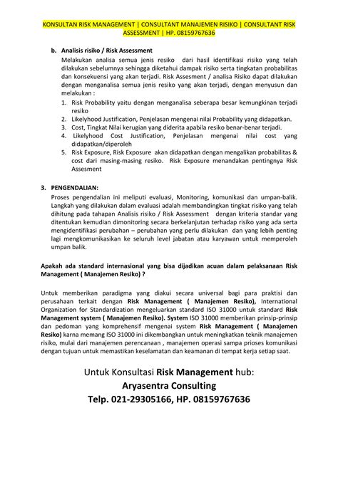 Konsultan Risk Management Consultant Manajemen Risiko Consultant