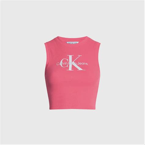 Calvin Klein Jeans Archival Monologo Rib Tank Top Kad N Pembe Kolsuz T