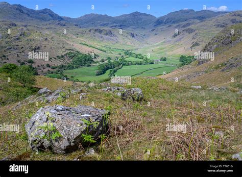 Eskdale Looking Towards Hardknott Pass And Brotherikeld Lake District Cumbria England Stock