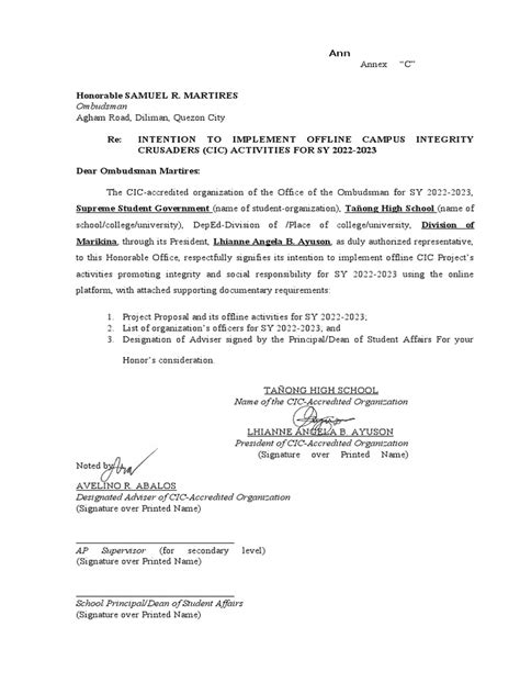 8 9 Cic Letter Of Intent Extension Of Accreditation 1 Pdf