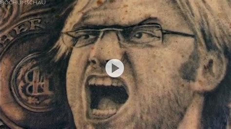 Jürgen Klopp Tattoo Portrait Samt Meisterschale Juergen Klopp