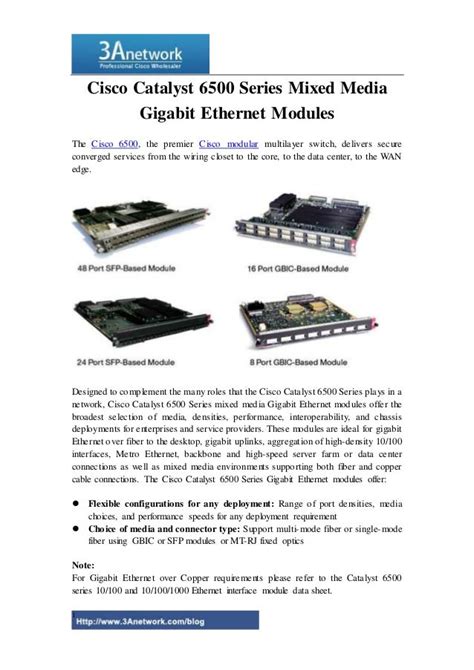 Cisco catalyst 6500 series mixed media gigabit ethernet modules