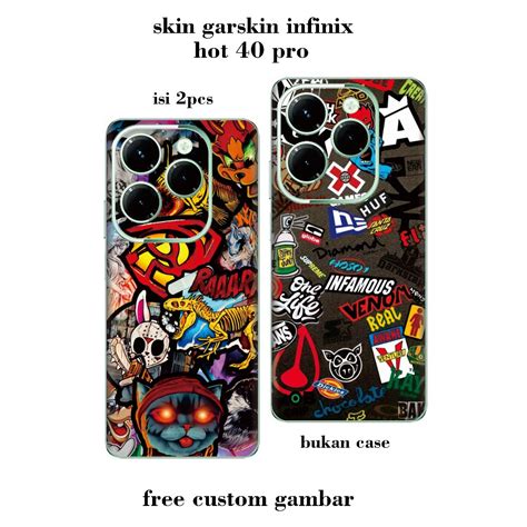 皮膚 garskin hp infinix hot pro 貼紙防刮抗真菌內容 件免費自定義圖像 蝦皮購物
