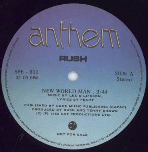 Rush New World Man Canadian Promo 12 Vinyl Single 12 Inch Record