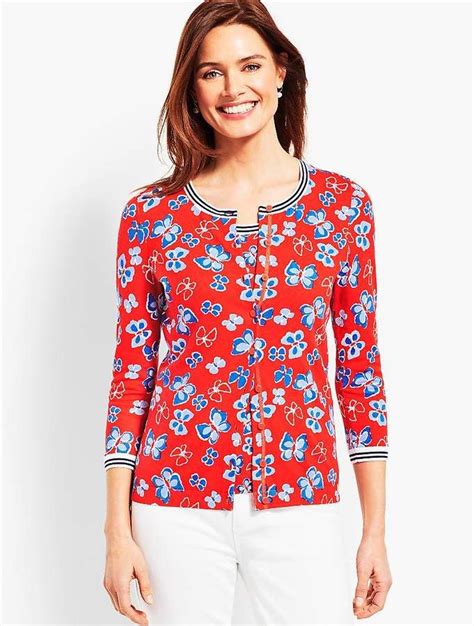 Talbots Butterfly Charming Cardigan Summer Sweater Cardigan Sweaters