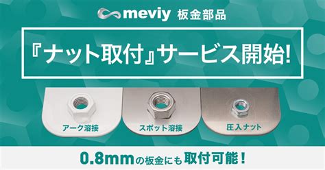 デジタル機械部品調達サービス「meviy」板金部品「ナット取付」サービス開始、クリックだけで簡単選択・自動見積もり、穴加工バリエーションを拡充