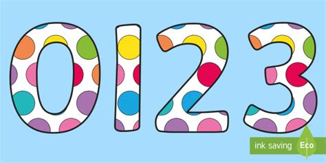 Free Multicoloured Polka Dot Display Numbers