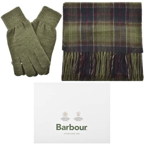 Barbour Lambswool Scarf And Gloves Gift Set Green | Mainline Menswear