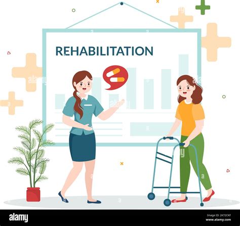 Rehabilitation Flat Cartoon Hand Drawn Templates Illustration With