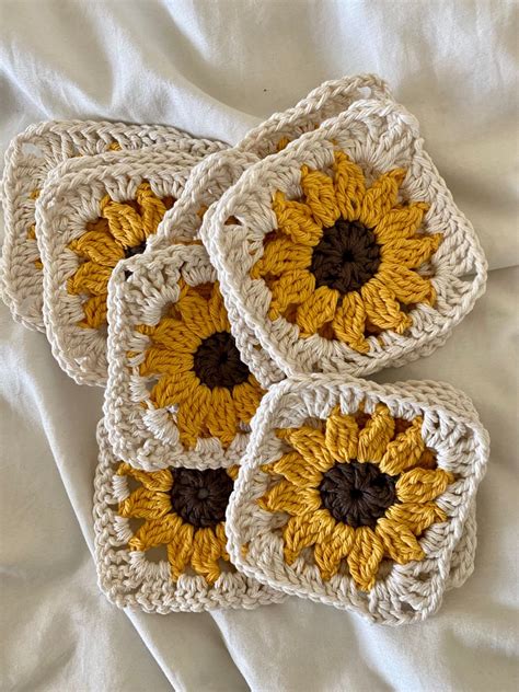 Sunflower granny squares l crochet granny squares – Artofit