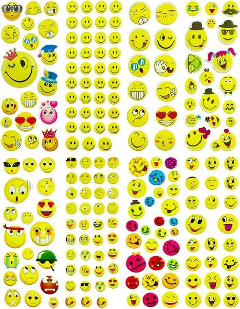 Festiko®Emoji Emoticon Stickers, 26 Pieces, 2.5 inches, Round, 26 Unique Designs,Emoji Smiley ...