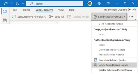 Work With Send Receive Groups In Outlook Microsoft Outlook 365