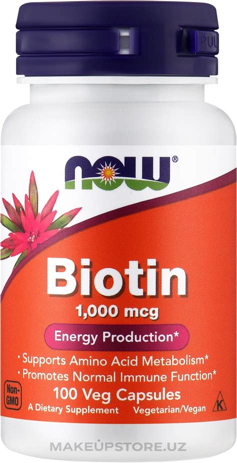 Now Foods Biotin - Биотин, 1000 мкг | Makeupstore.uz