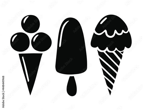 Sorts Of Ice Cream Silhouette Set Ice Cream Cone Icon Vector