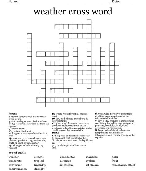 Weather Cross Word Wordmint