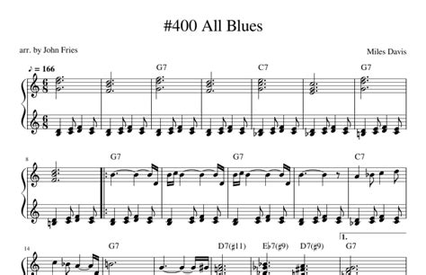 All Blues Arr John Fries By John Coltrane Sheet Music For Piano Solo