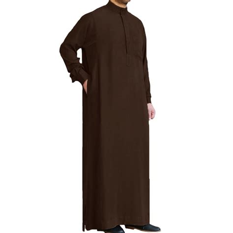 Incerun Mens Muslim Saudi Arab Long Sleeve Islamic Jubba Abaya Thobe