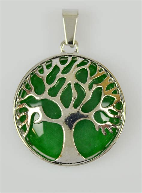 Pendentif Arbre De Vie Pierre Naturelle Aventurine Verte La Boutique