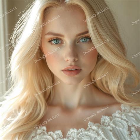 Beautiful Blue Eyed Blonde Woman Headshot Female Cover Model Woman Portrait Mockup