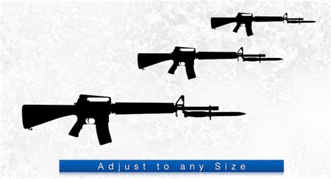 M16 Rifle With An M7 Bayonet Affixed Silhouette Printable Digital